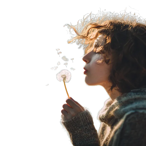 Enterprise background removed: blowing dandelion seeds