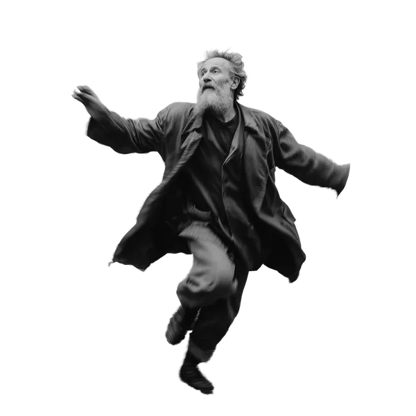 Enterprise background removed: elderly man running blur