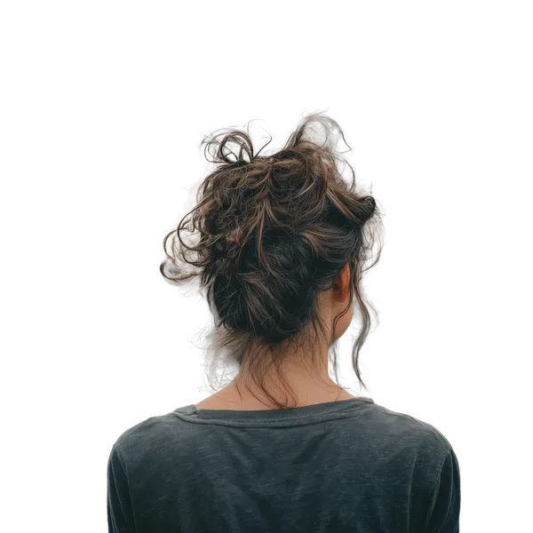 Enterprise background removed: messy bun cityscape