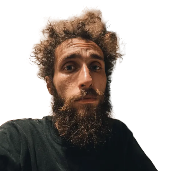 Enterprise background removed: messy hair bearded portrait