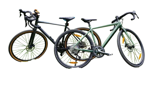 Enterprise background removed: two gravel bikes park