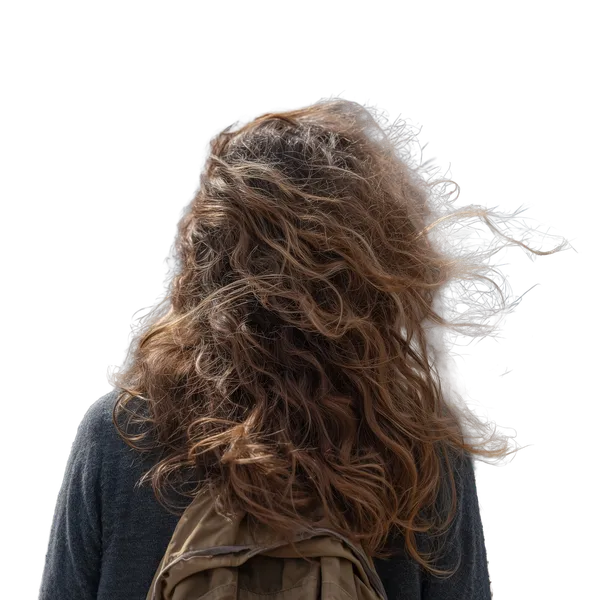 Enterprise background removed: windblown curly hair backpack