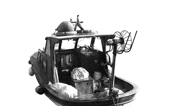 Open Model background removed: small fishing boat bw