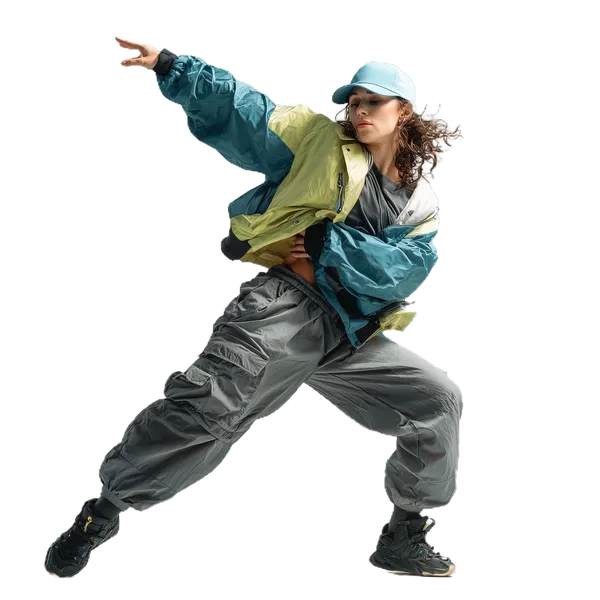 Open Model background removed: street dancer studio pose