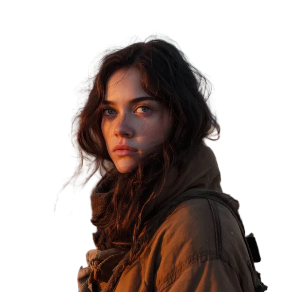 Open Model background removed: sunset field portrait