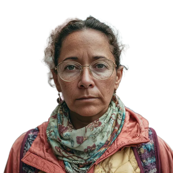 Open Model background removed: woman street portrait glasses