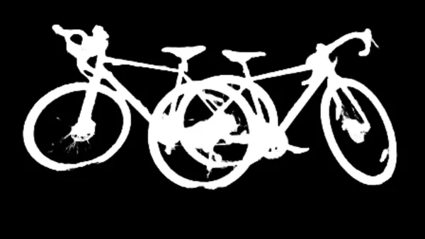 withoutBG Open-Weight Model alpha matte: two gravel bikes park