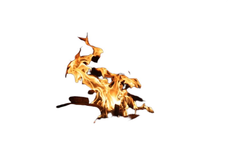 Background removed: Campfire Flames at Night