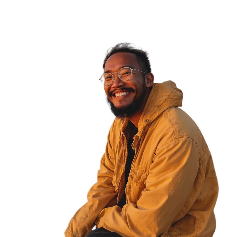 Background removed: Smiling Man at Seaside Sunset