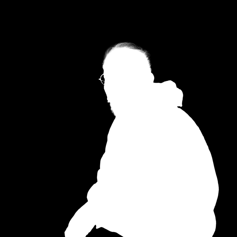 Clipping Magic alpha matte: Smiling Man at Seaside Sunset