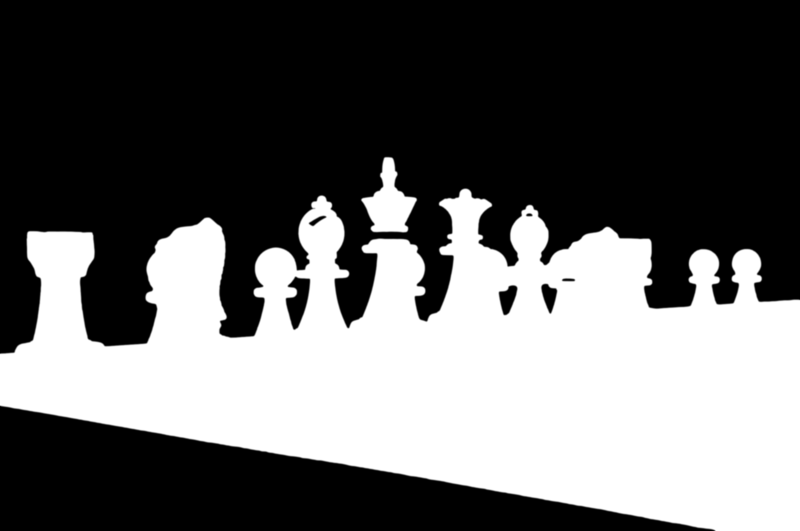 Clipping Magic alpha matte: White Chess Pieces at Tournament