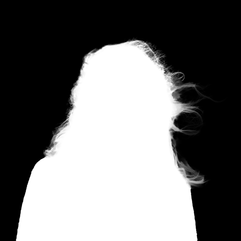 Clipping Magic alpha matte: Windblown Curly Hair with Backpack