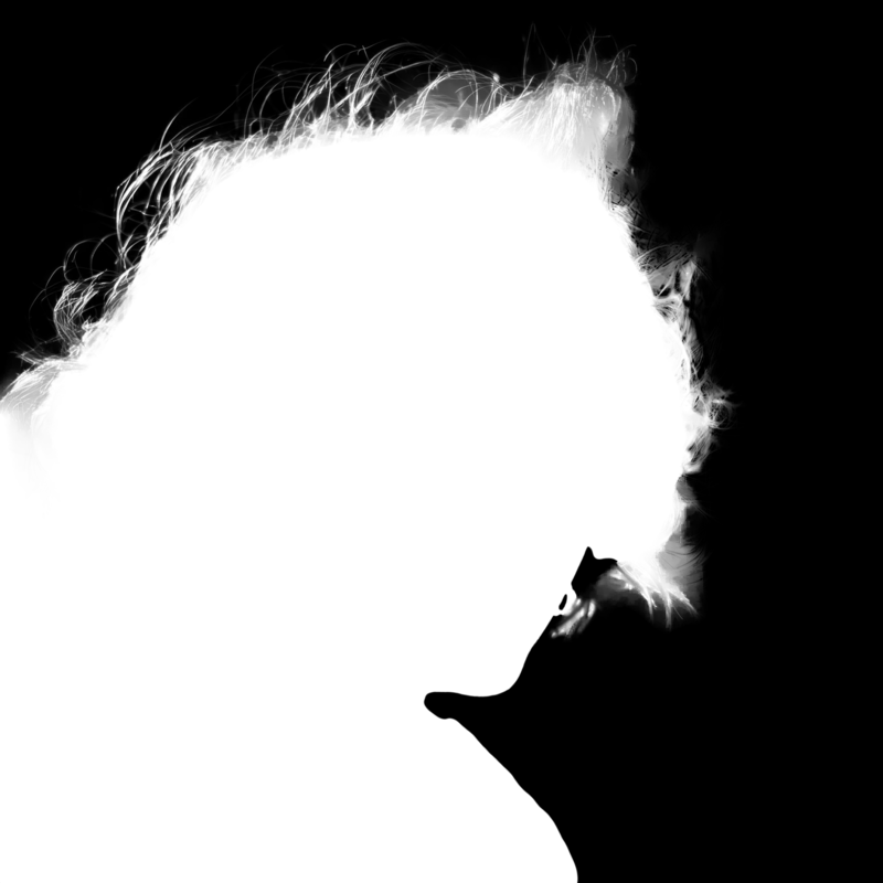 Clipping Magic alpha matte: Windblown Curly Portrait