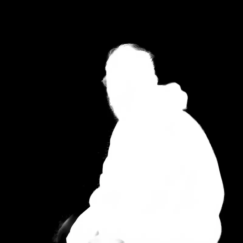 Focus model alpha matte: Smiling Man at Seaside Sunset