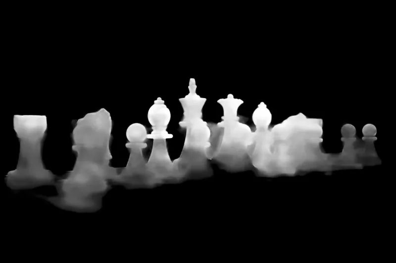Focus model alpha matte: White Chess Pieces at Tournament