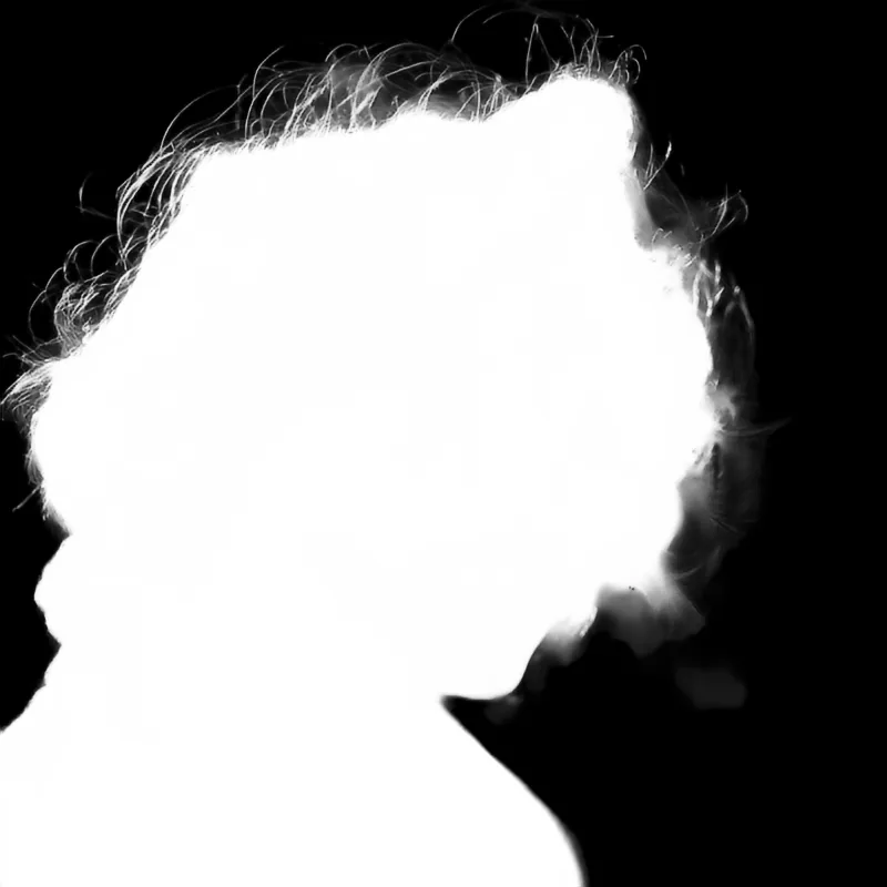 Focus model alpha matte: Windblown Curly Portrait