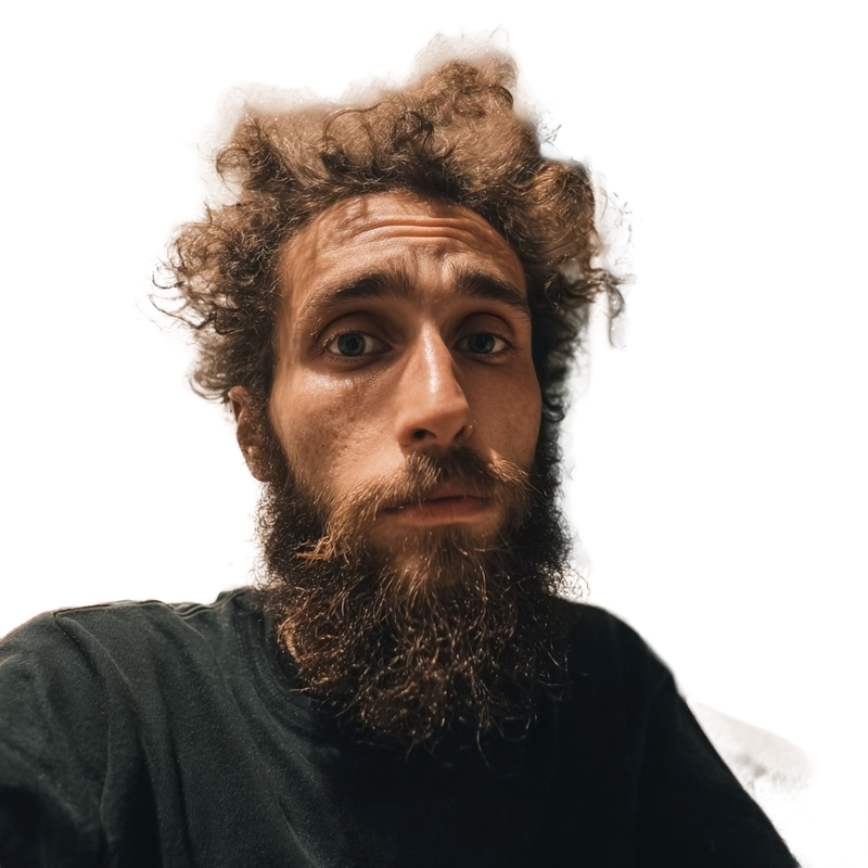 Background removed: Messy-Haired Bearded Portrait