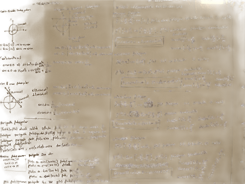 Background removed: Trigonometry Notes on Whiteboard