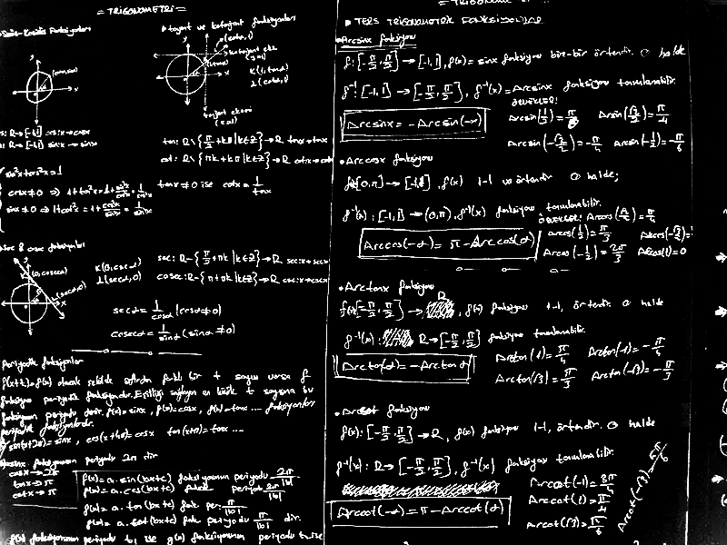Ground truth alpha matte: Trigonometry Notes on Whiteboard