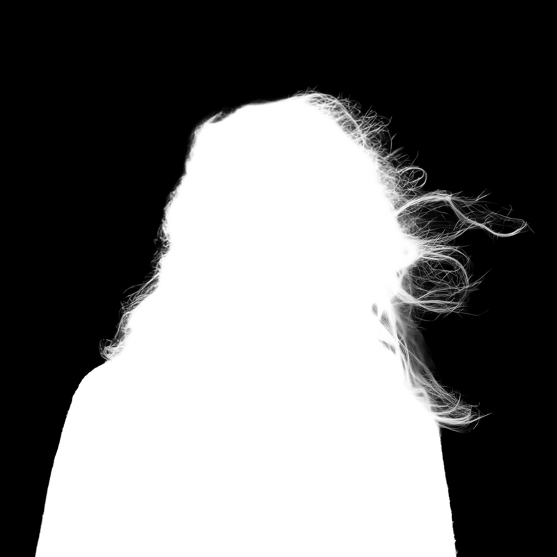 Ground truth alpha matte: Windblown Curly Hair with Backpack
