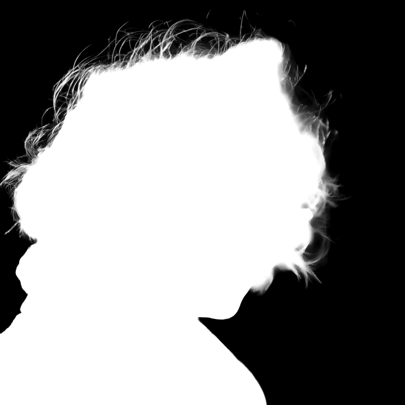 Ground truth alpha matte: Windblown Curly Portrait