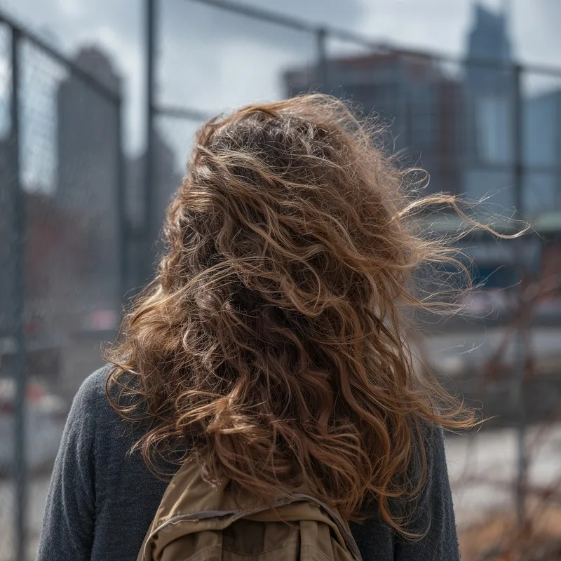 Original image: Windblown Curly Hair with Backpack