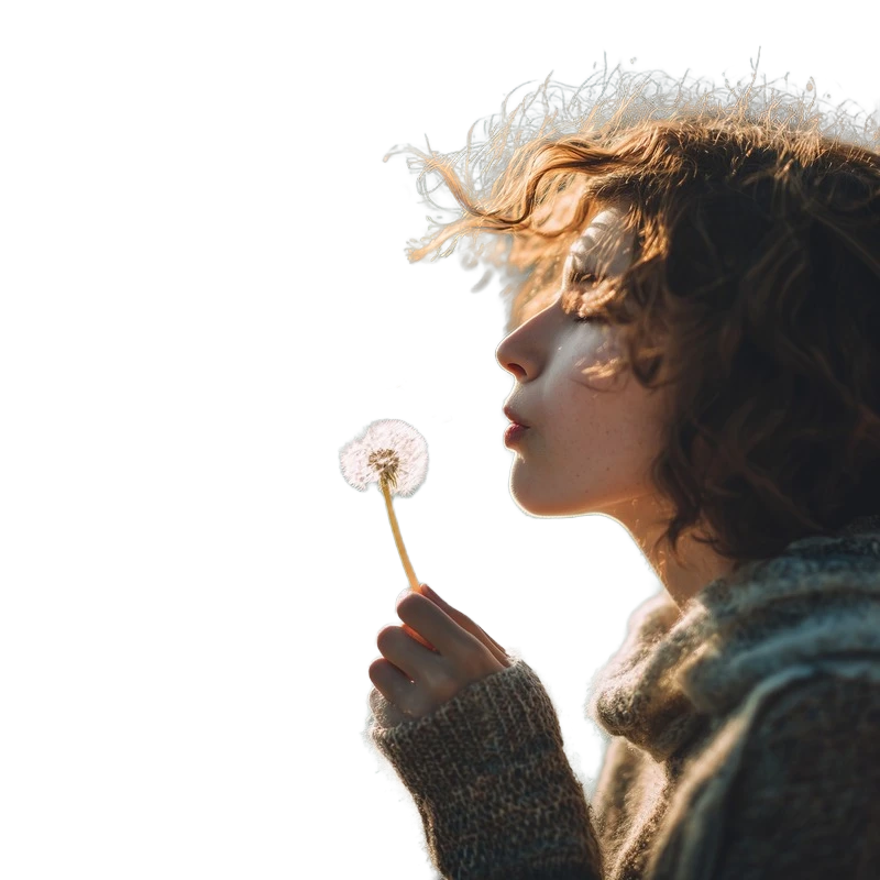 Background removed: Blowing Dandelion Seeds