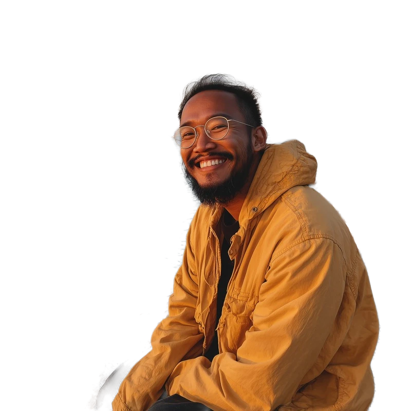 Background removed: Smiling Man at Seaside Sunset