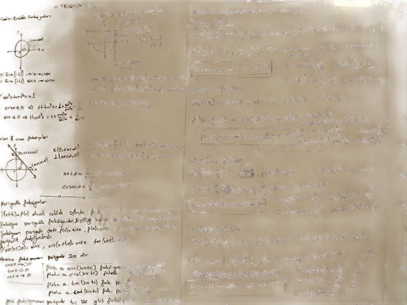 Background removed: Trigonometry Notes on Whiteboard
