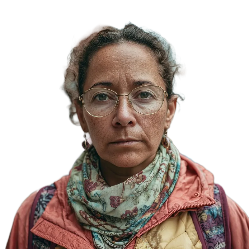 Background removed: Woman Street Portrait with Glasses